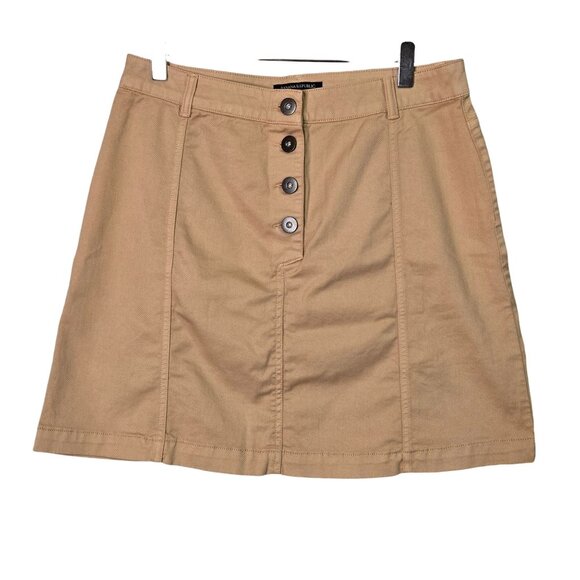 NWT Banana Republic Women's 6 A-line Mini Skirt Neutral Tan Button Front Detail - Picture 1 of 7
